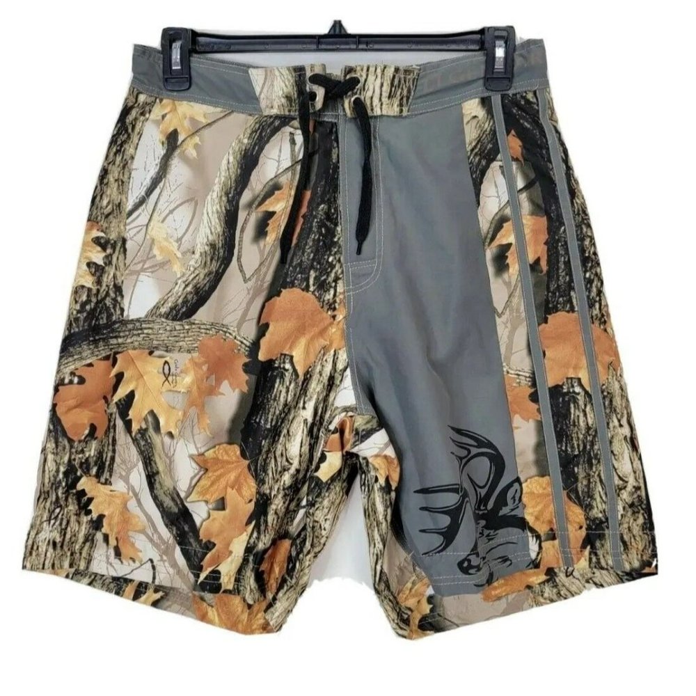 Legendary Men Camouflage Casual Outdoor Board Short Size XL Gray Mesh